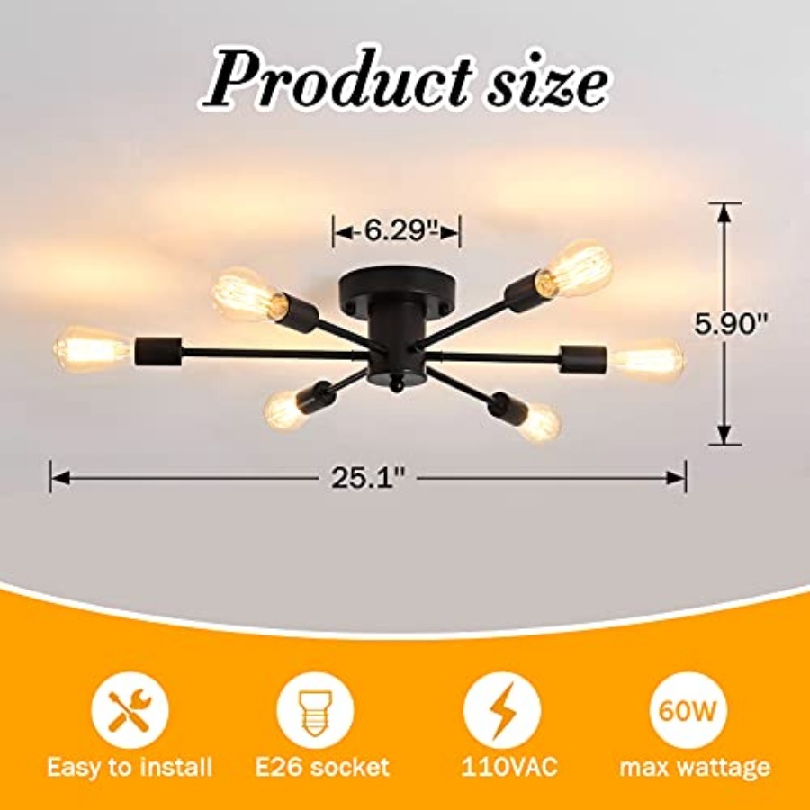 6 Lights Sputnik Semi Flush Mo - Farming & Agriculture Word Stacks review and price